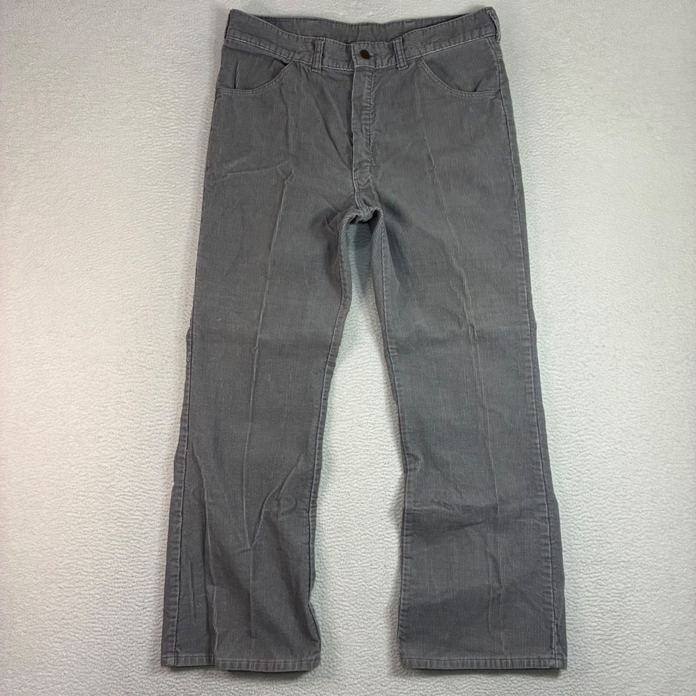 Vintage Big Yank Corduroy Pants Men 34x30 Gray Straight Bootcut Flare USA Made